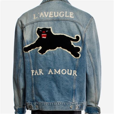 gucci aveugle par amour panther jacket|Gucci L'Aveugle Par Amour Denim Jacket .